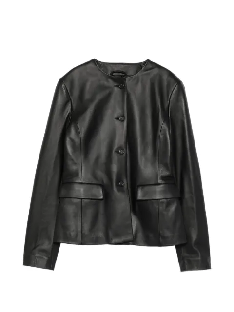 ARMARIUM Ramona leather collarless jacket Black ARMTMB014LE04002