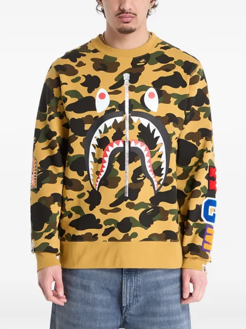 A BATHING APE® Camo Shark sweatshirt Yellow 001SWL801011MYEL