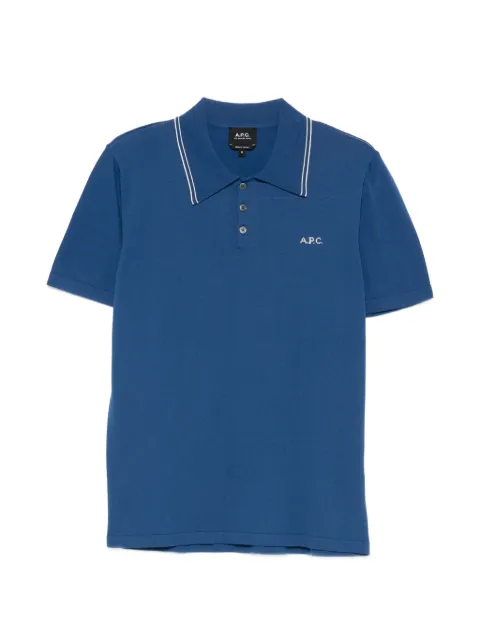 A.P.C. logo-embroidered polo shirt Blue COEZJH23503