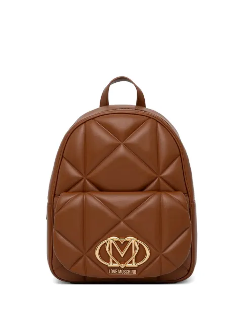 Love Moschino quilted logo-plaque backpack Brown JC4037PP0OLC0