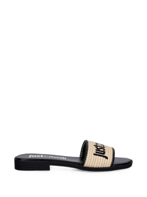 Just Cavalli logo-embroidered woven slides Neutrals 80RA3S80ZSE60751