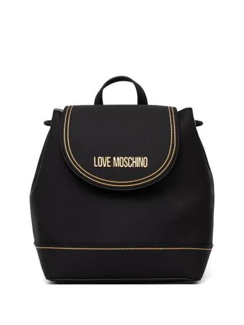 Love Moschino logo-plaque contrast-stitch backpack Black JC4257PP0OKF0