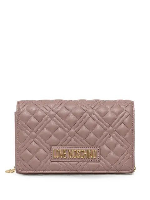 Love Moschino logo-lettering quilted crossbody bag Pink JC4079PP0OLA0
