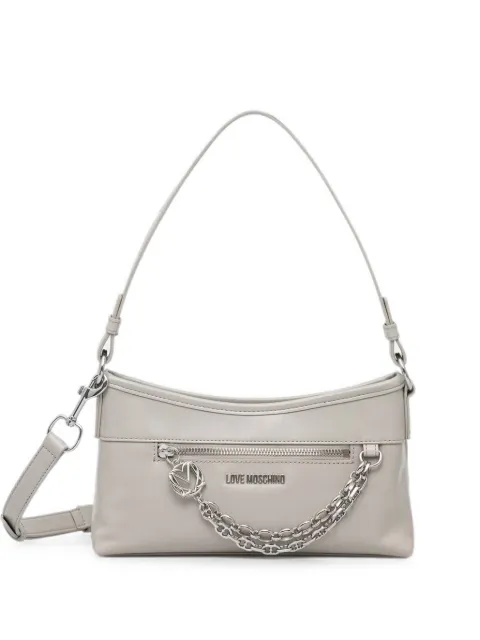 Love Moschino logo-lettering chain-detail shoulder bag Grey JC4278PP0OK11