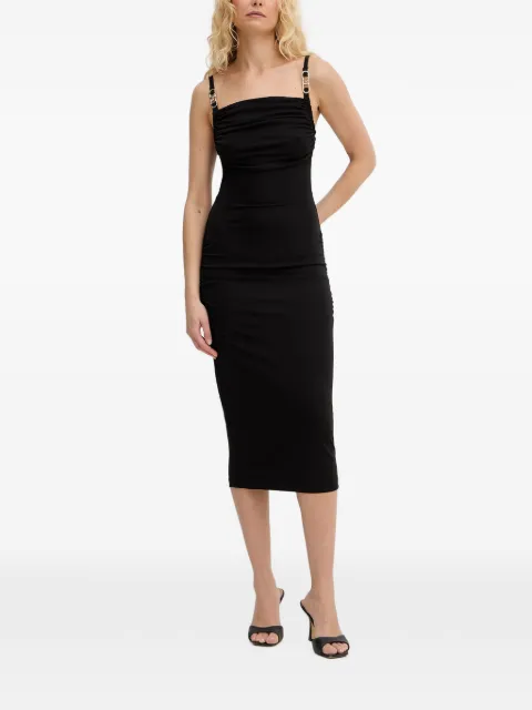 Just Cavalli ruched logo-plaque midi dress Black 80PAO904J0253