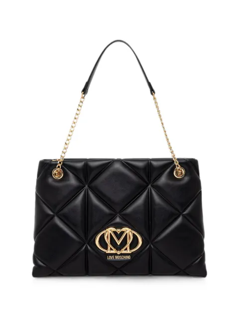 Love Moschino logo-plaque quilted shoulder bag Black JC4040PP0OLC0