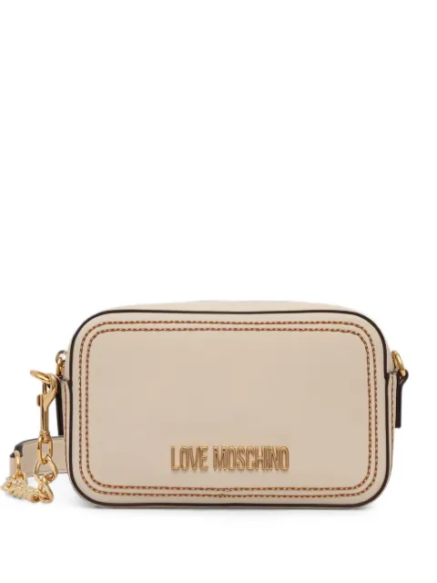 Love Moschino logo-lettering contrast-stitch crossbody bag Neutrals JC4255PP0OKF0