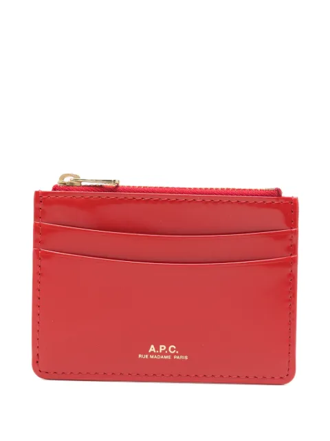 A.P.C. logo-print zip-fastening card holder Red PXCBTF63670