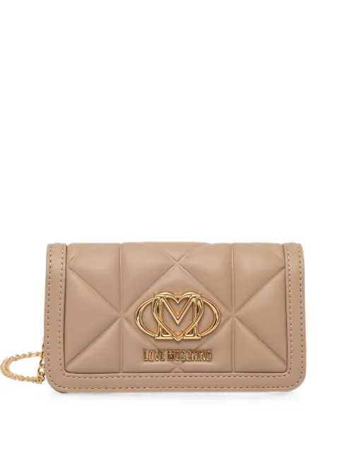 Love Moschino quilted logo-plaque cross body bag Neutrals JC5640PP0OLC0