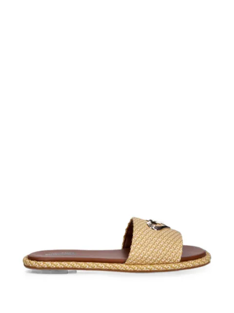 Love Moschino woven heart-plaque sandals Neutrals JA28252G0OJR5