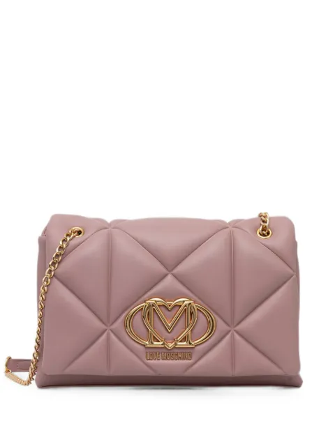 Love Moschino logo-plaque quilted crossbody bag Pink JC4041PP0OLC0