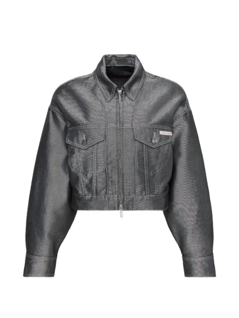 Calvin Klein metallic-effect cropped jacket Grey LV047E715G3UF