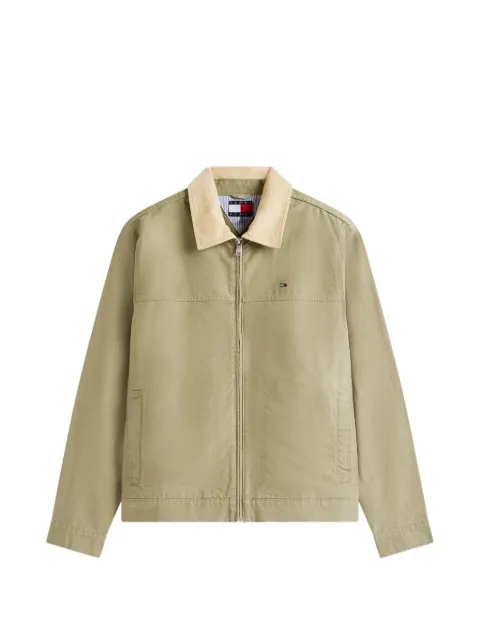 Tommy Jeans corduroy-collar logo-patch jacket Green DM0DM22743M1L
