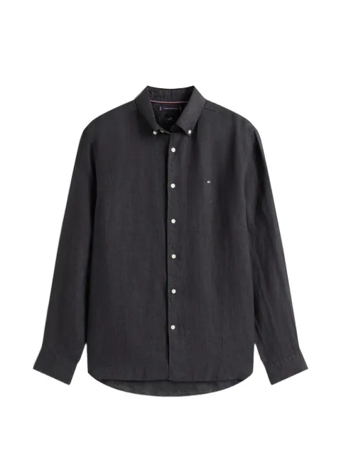Tommy Hilfiger washed effect embroidered-logo shirt Black MW0MW41530BDS