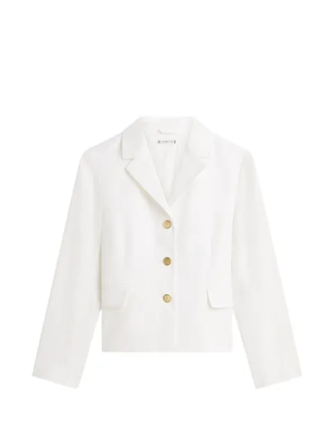 Tommy Hilfiger slim-fit single-breasted linen-blend blazer White WW0WW49335YCF