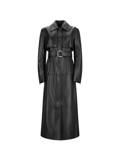 Sportmax belted leather coat Black 2612471023600