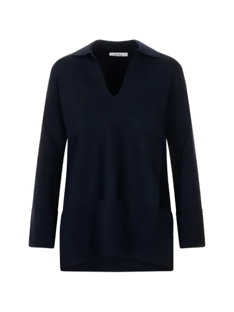 Max Mara embroidered-logo V-neck polo sweater Blue 2611361018600