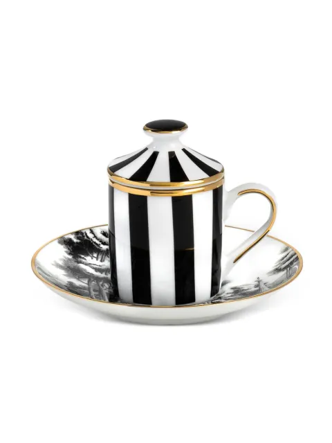 Simone Guidarelli Home Imperial Garden striped espresso cup set White SG1000087