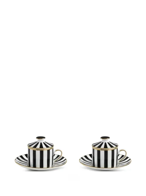 Simone Guidarelli Home Souvenirs De Voyage striped teacup and saucer White SG1000090