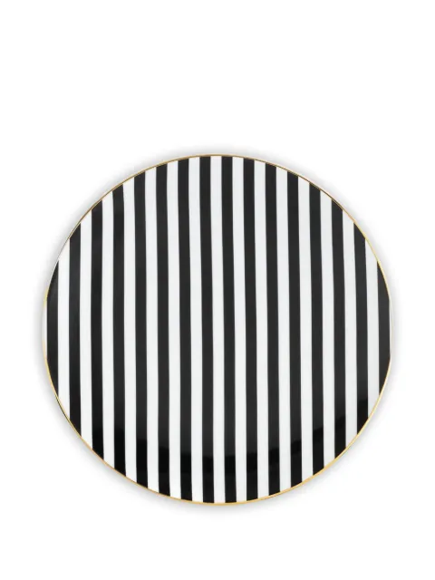 Simone Guidarelli Home Souvenirs De Voyage stripe gold edging charger plate Black SG1000001