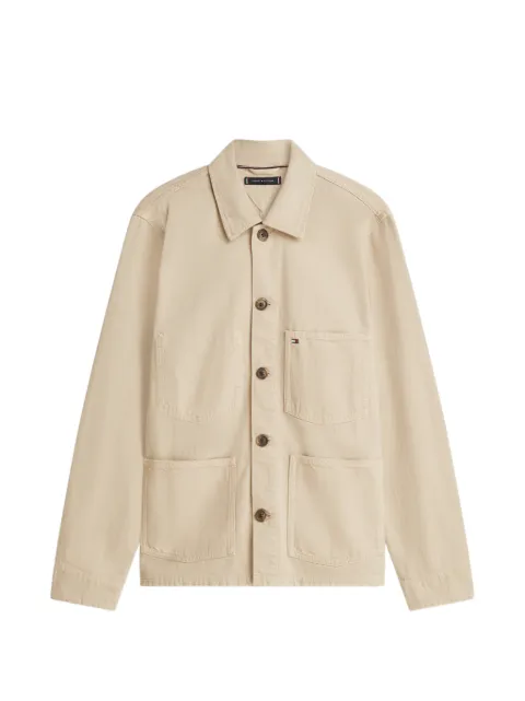 Tommy Hilfiger flag embroidered denim chore jacket Neutrals MW0MW42333RBT