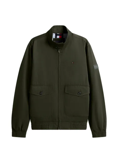 Tommy Hilfiger logo-patch zip-up cotton jacket Green MW0MW42507M0Y