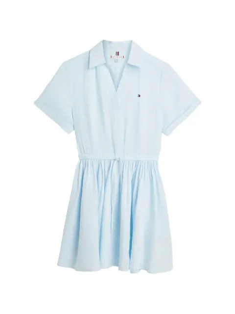 Tommy Hilfiger drawstring-waist short-sleeve relaxed linen mini dress Blue WW0WW48950CYR