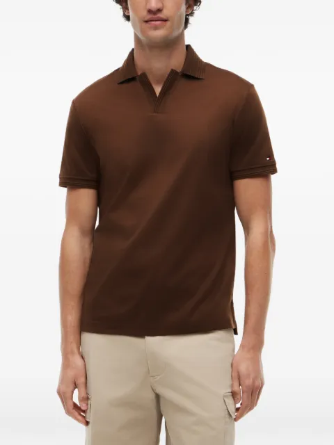 Tommy Hilfiger regular-fit ribbed-trim cotton polo shirt Brown MW0MW42745GV0