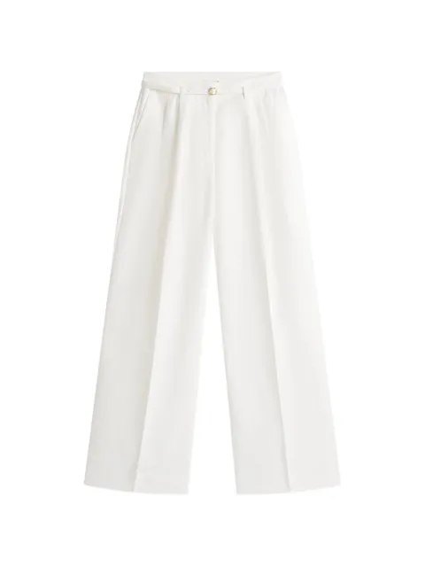 Tommy Hilfiger belted pleated wide-leg linen-blend trousers White WW0WW48884