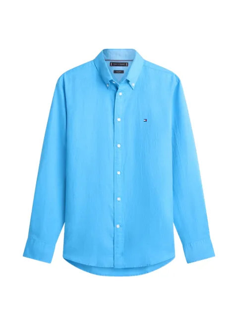 Tommy Hilfiger regular-fit logo-embroidered button-down cotton shirt Blue MW0MW42455C30