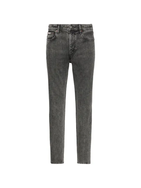 Calvin Klein logo-patch acid-wash jeans Brown LV04RF928GAT3