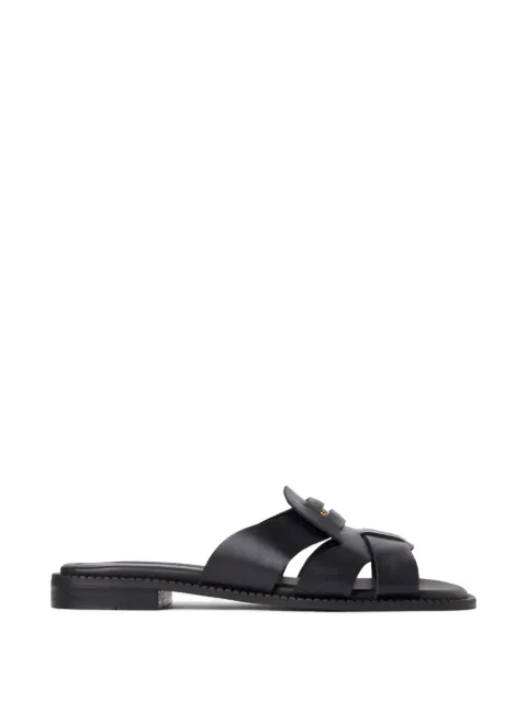 Tommy Hilfiger logo-plaque cut-out square-toe leather sandals Black FW0FW09126BDS
