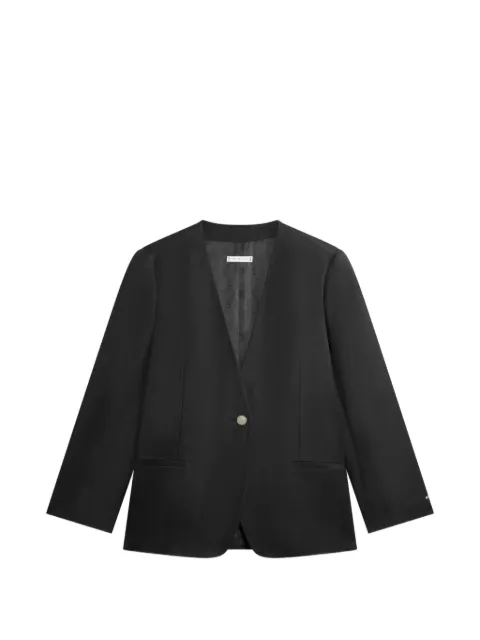 Tommy Hilfiger collarless single-breasted linen-blend blazer Black WW0WW49014BDS