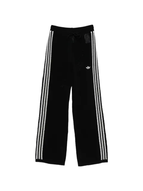 adidas three-stripe open-knit trousers Black KC6494