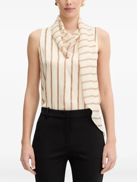 SIMONA CORSELLINI striped scarf-detail blouse Neutrals P26CPTO00401