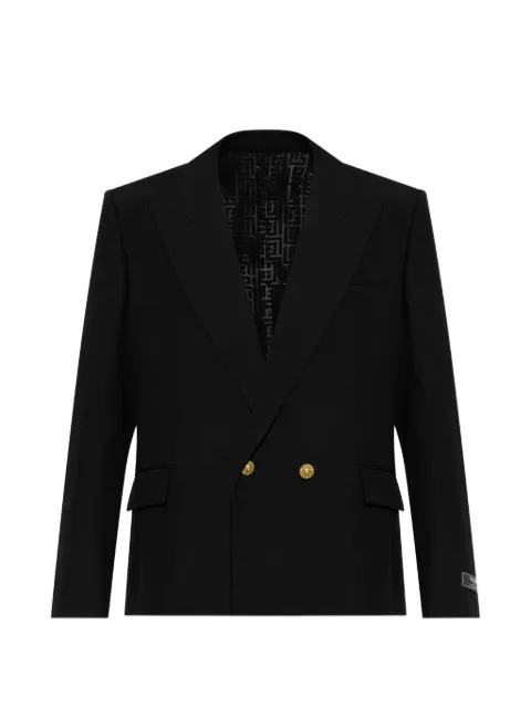 Balmain lion-button double-breasted jacket Black GH0SJ060WD49