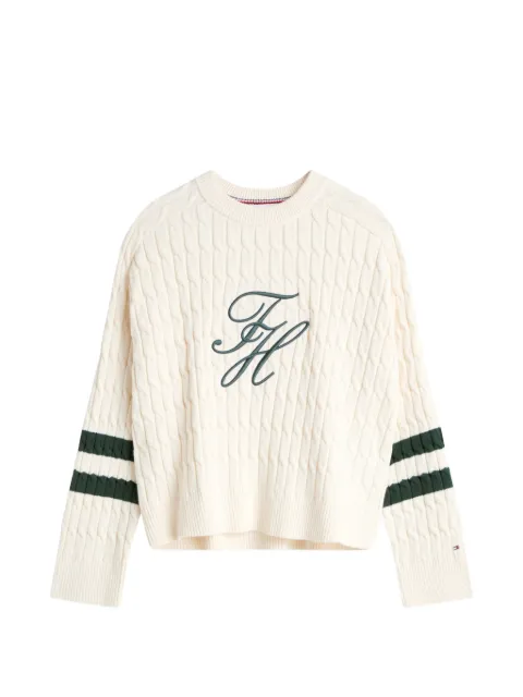 Tommy Hilfiger cable-knit logo-embroidered sweater Neutrals WW0WW47633