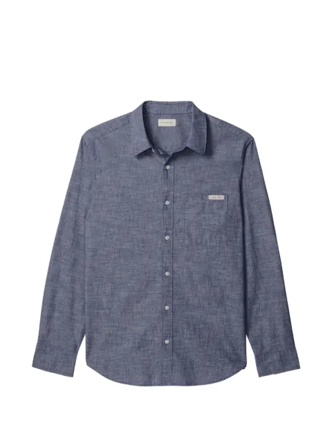 Calvin Klein logo-patch chest-pocket shirt Blue LV04RF109GC32