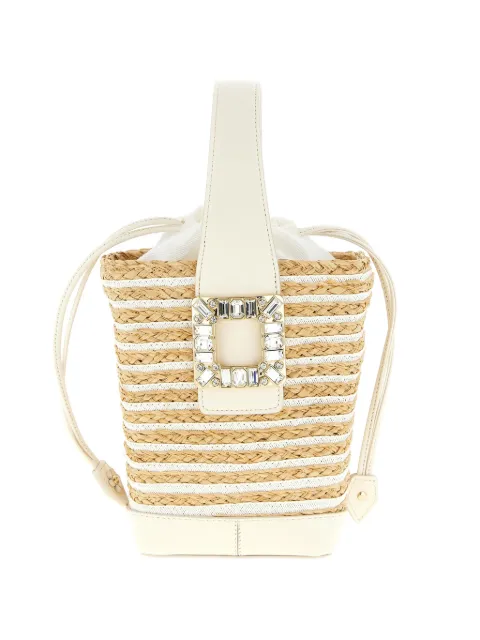 Roger Vivier Viv' Skate crystal-buckle bucket bag White RBWAOKK4100V6Z0J03