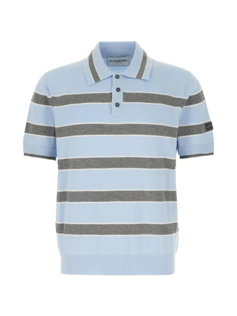 Iceberg regular-fit striped cotton polo shirt Blue A0029503