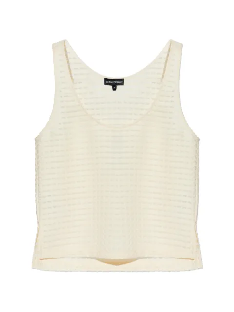 Emporio Armani scoop-neck textured top Neutrals EW003441AF20834