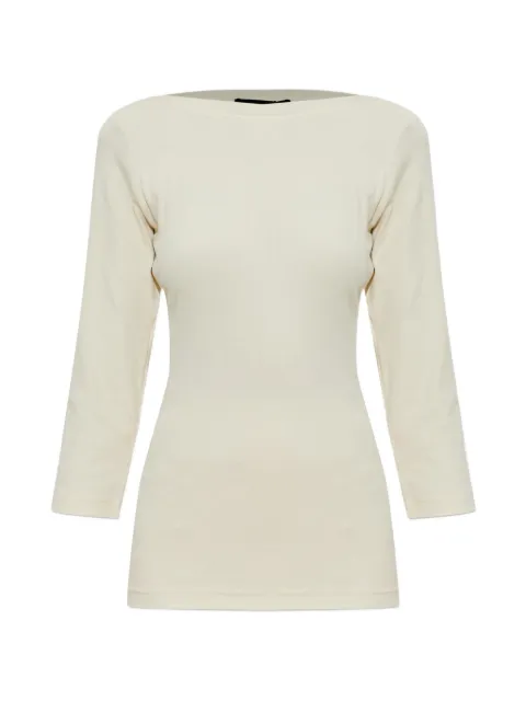 Fabiana Filippi three-quarter sleeve boat-neck top Neutrals JED276F563M1990000