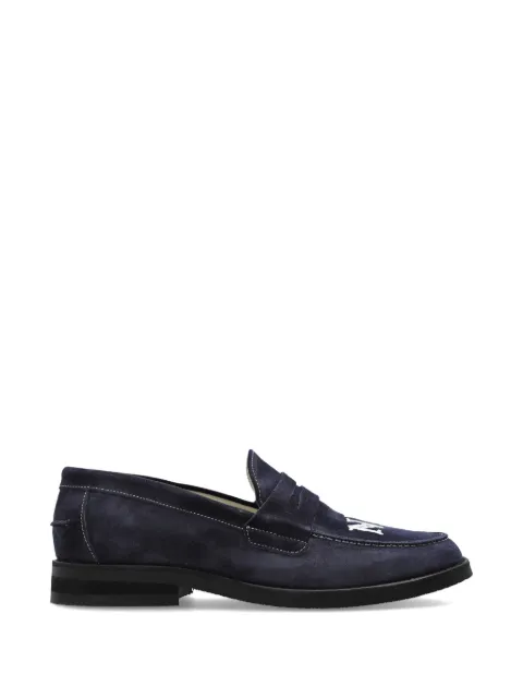 DUKE & DEXTER Wilde NY-embroidered suede loafers Blue WILDE