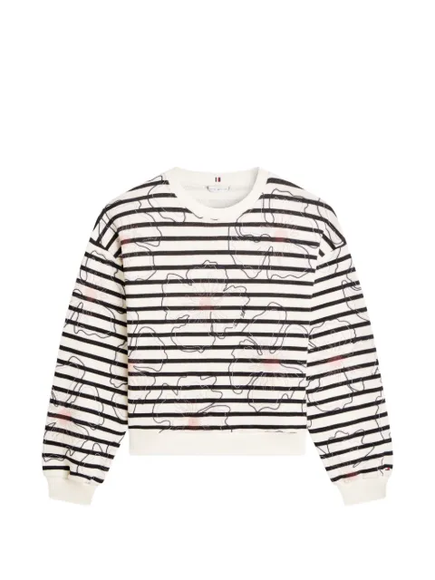 Tommy Hilfiger floral-embroidered horizontal-stripe cotton sweatshirt Neutrals WW0WW496270X6