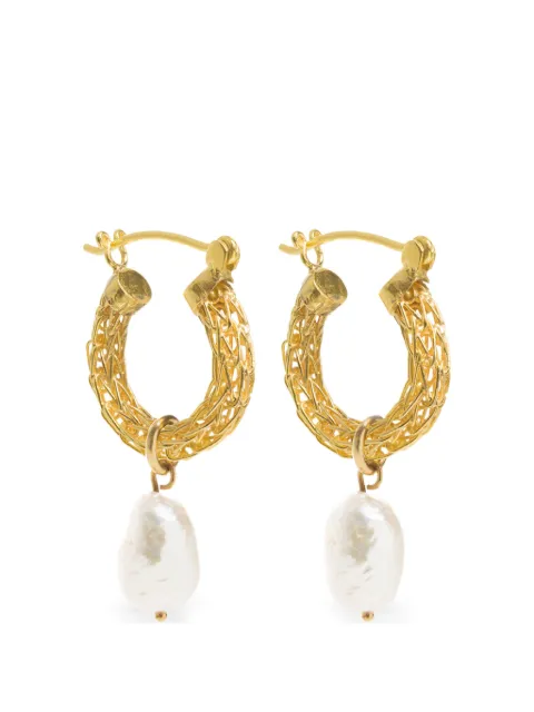 FREYA ROSE weave baroque-pearl earrings Gold GOLDWEAVEMINIHOOPSBAROQUEPEARL