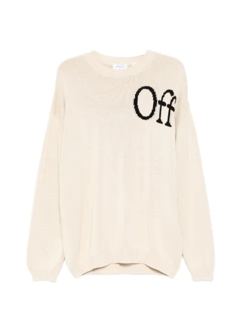 Off-White logo-print round neck jumper Neutrals OMHE20QS26KNI0011010