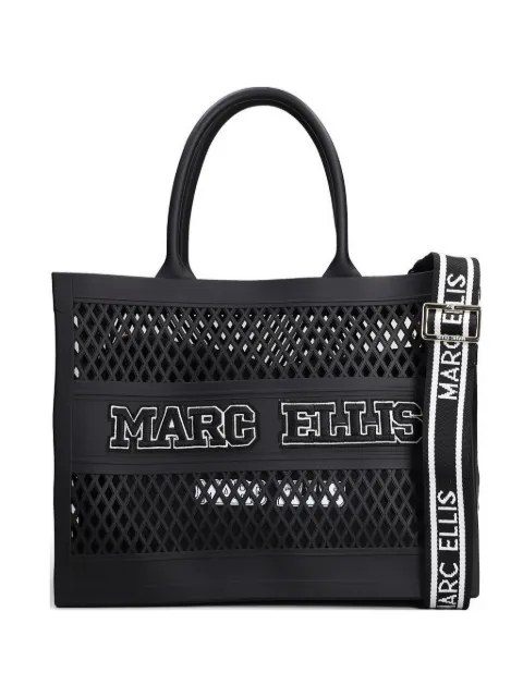Marc Ellis logo-patch perforated tote bag Black FLATSPONGES
