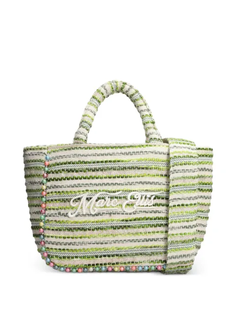 Marc Ellis Buby bead-embellished striped medium tote bag Green BUBYMINDY
