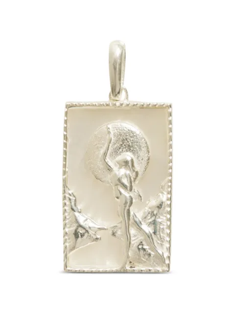 FREYA ROSE rectangle woman moon pendant Silver RECTANGLESILVERWOMANANDMOONPENDANT