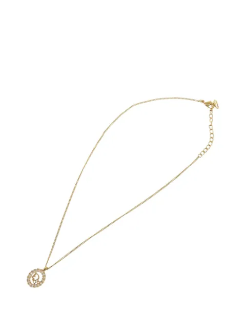 Christian Dior Pre-Owned 20th Century Gold Plated Logo Rhinestones Pendant Necklace costume necklace Gold E68LF3ABD6FX32XU